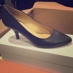 Black Pleather Kitten Heels